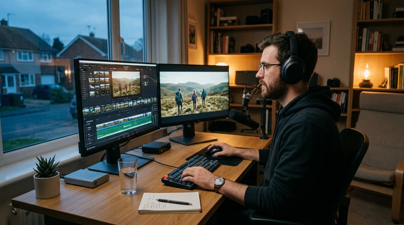Remote team collaborating on video content across multiple screens and locations