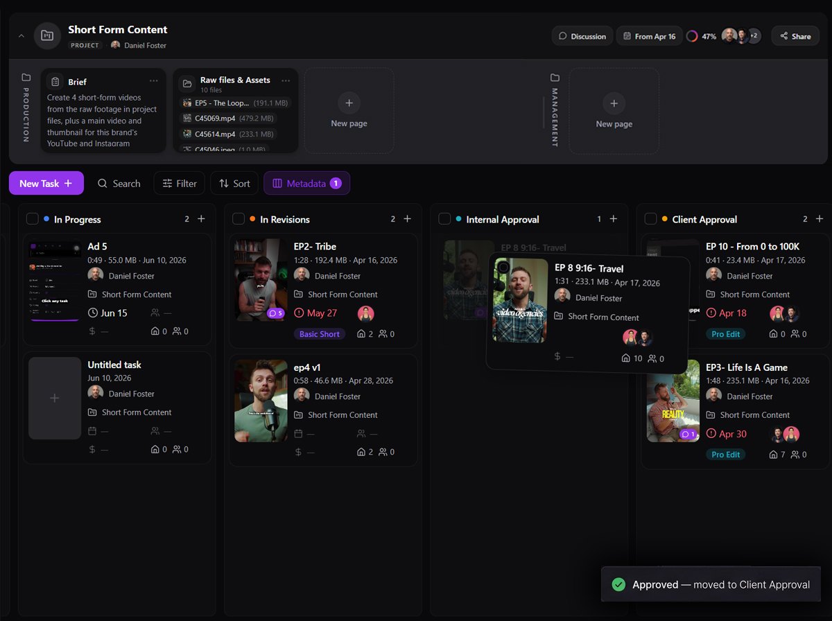 Kanban board with multi-stage approval columns